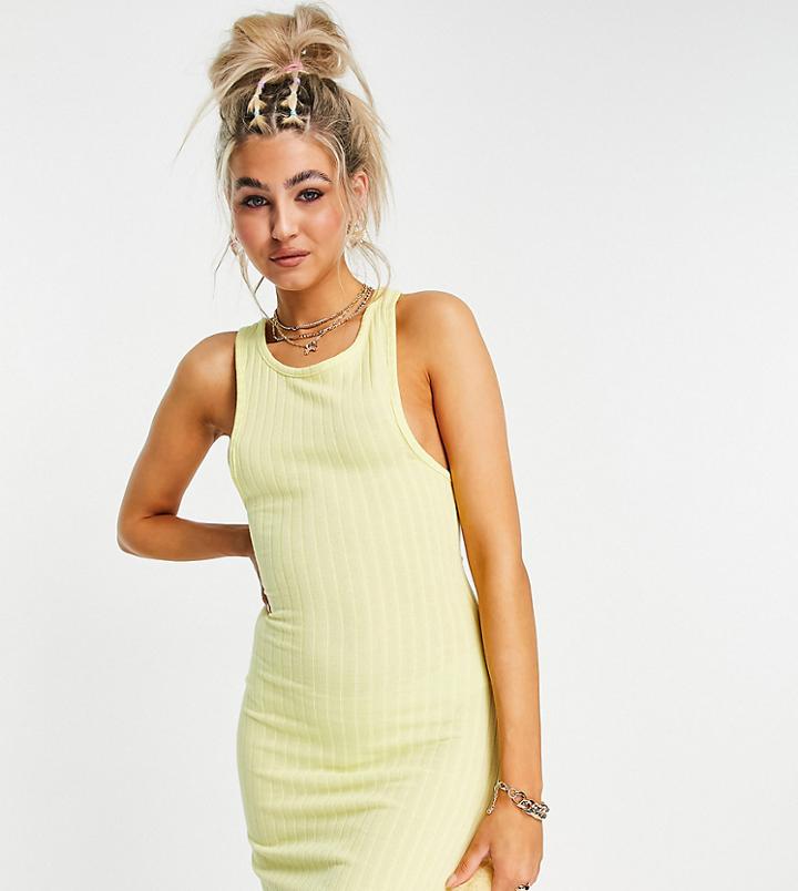 Collusion Ribbed Dress In Yellow