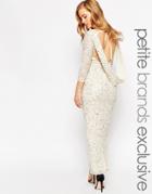 Maya Petite Embellished Plunged Maxi Dress With Cowl Back - Champagne