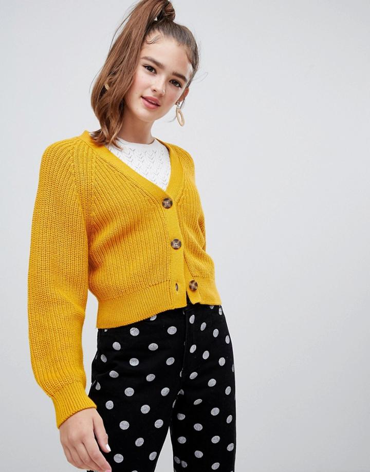 Monki Cardigan In Mustard - Yellow