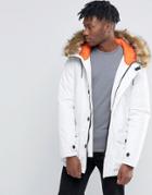 D-struct Faux Fur Trimmed Parka Jacket - White