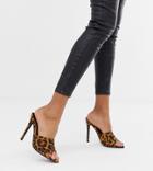 Missguided Pointed Heeled Mules In Leopard - Multi