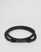 Diesel Alucy Wrap Leather Bracelet In Black - Black