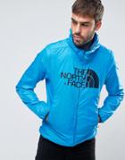 The North Face Logo Hooded Jacket Drew Peak Windwall In Blue - Blue