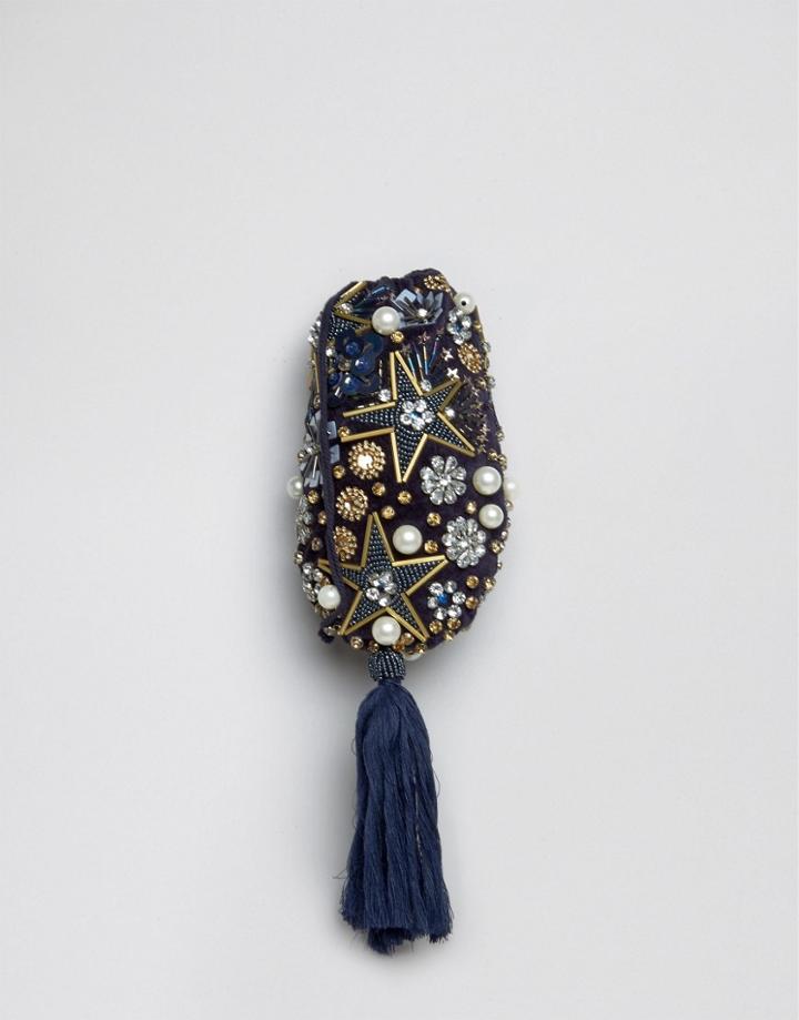Asos Star And Pearl Embellished Tassel Pouch Bag - Multi