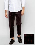Asos Skinny Fit Smart Pants In Check Velvet - Red