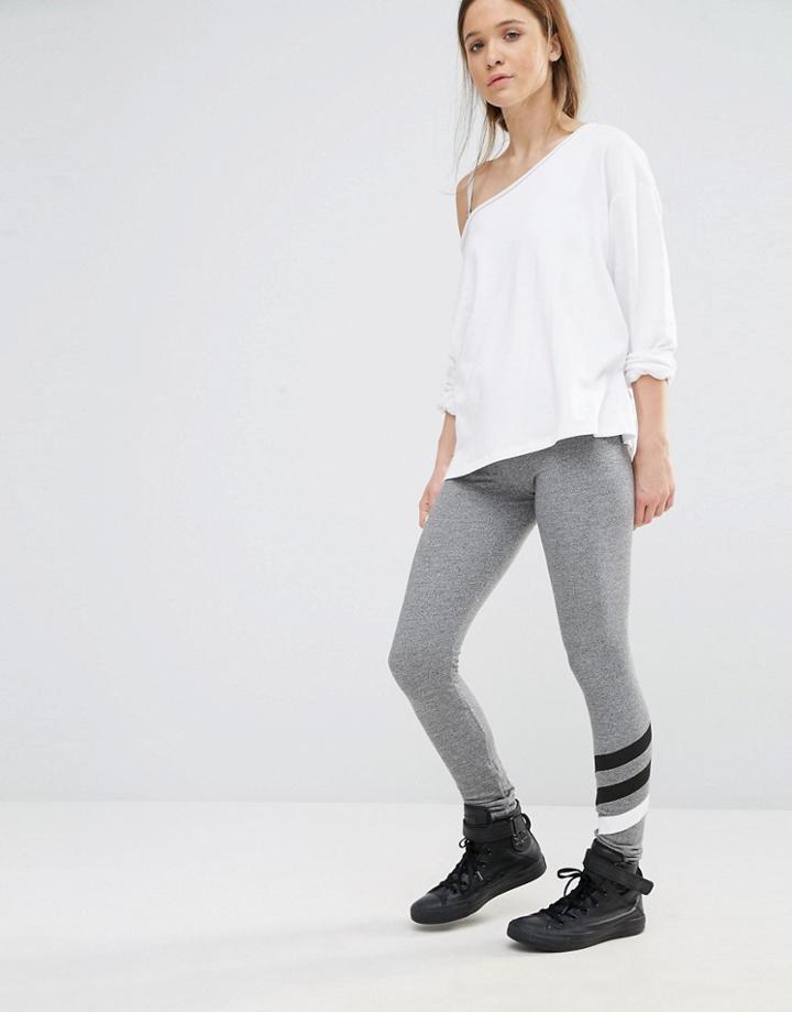 Sundry Stripe Gray Leggings - Gray