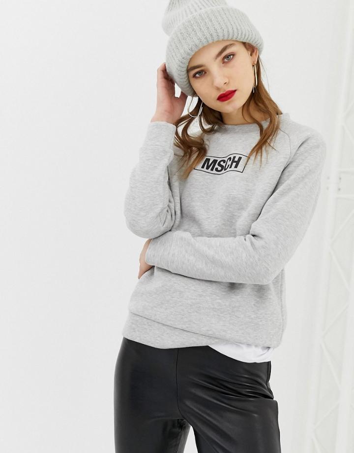 Moss Copenhagen Relaxed Sweatshirt With Front Logo - Gray