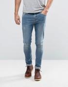 Asos Super Skinny Jeans In 12.5oz Light Blue - Blue