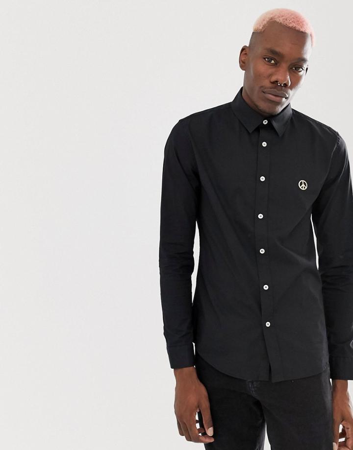Love Moschino Slim Fit Shirt In Black - Black
