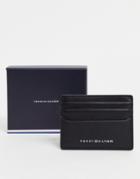Tommy Hilfiger Metro Leather Cardholder With Logo In Black
