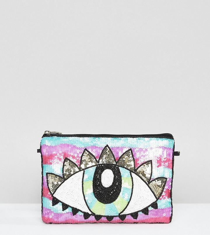 From St Xavier X How Two Live Hand Beaded Eye Clutch Bag - Multi