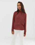 Blend She Vera Leopard Print Blouse - Red