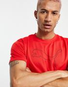 Puma Training Large Logo T-shirt In Red-grey