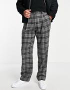 Topman Wide Leg Warm Handle Check In Gray-grey