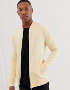 Asos Design Jersey Muscle Bomber Jacket In Light Yellow - Yellow