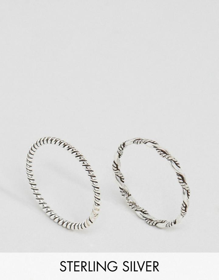Kingsley Ryan Rope Band Ring & Twisted Rope Midi Ring Pack - Silver