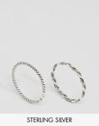 Kingsley Ryan Rope Band Ring & Twisted Rope Midi Ring Pack - Silver