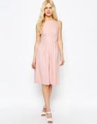 Asos Linen Pinny Midi Dress - Pink