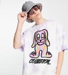 Collusion Oversized T-shirt With Cartoon Print In Tie Dye Pique-multi