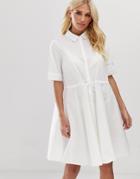 Y.a.s Tie Waist Shirt Dress - White