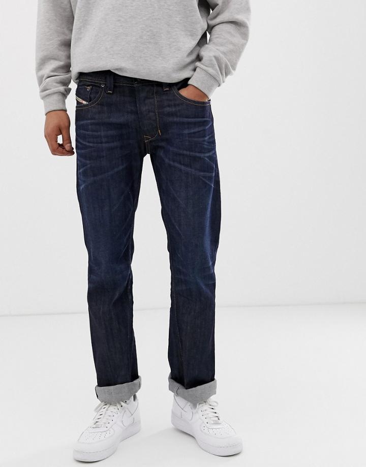 Diesel Larkee Straight Fit Jeans In 0806w Dark Wash-blue
