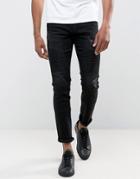 Only & Sons Jeans In Slim Fit With Distressed Biker Knees - Black
