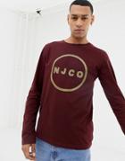 Nudie Jeans Co Orvar Long Sleeve Logo T-shirt In Plum - Purple