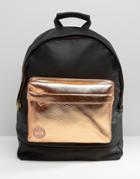 Mi-pac Exclusive Tumbled Backpack With Rose Gold Pocket - Black