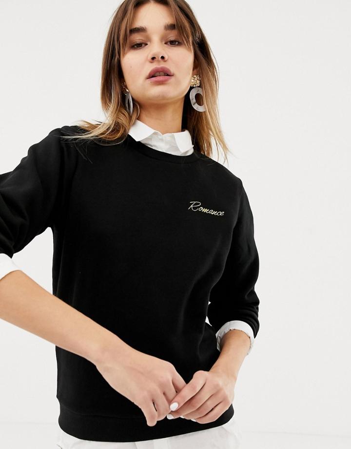 Pieces Romance Slogan Sweat-black