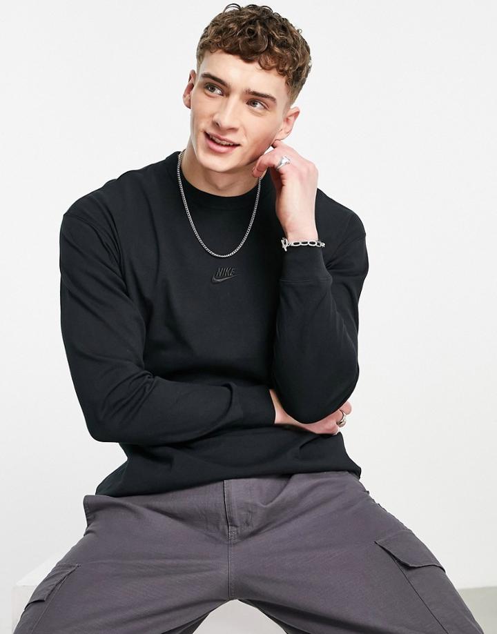 Nike Premium Essentials Oversized Heavyweight Long Sleeve T-shirt In Black