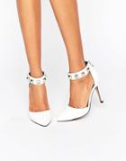 Aldo Stud Detail Ankle Strap Heeled Shoes - White