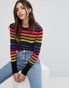 Warehouse Rainbow Sparkle Stripe Sweater - Multi