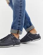 Boss Saturn Leather Sneakers In Navy - Navy