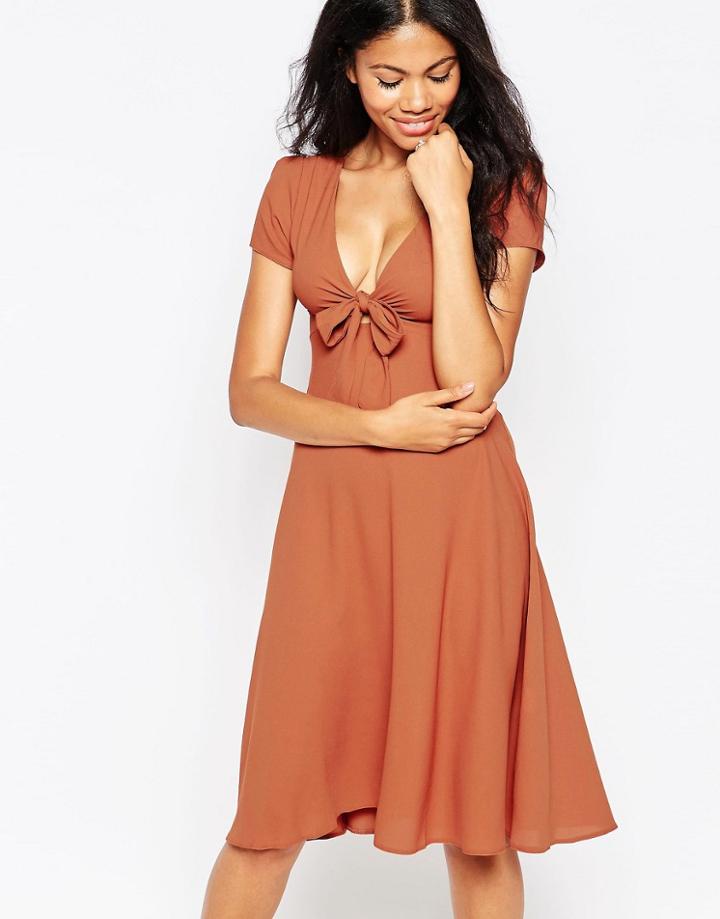 Love Bow Front Dress - Tan