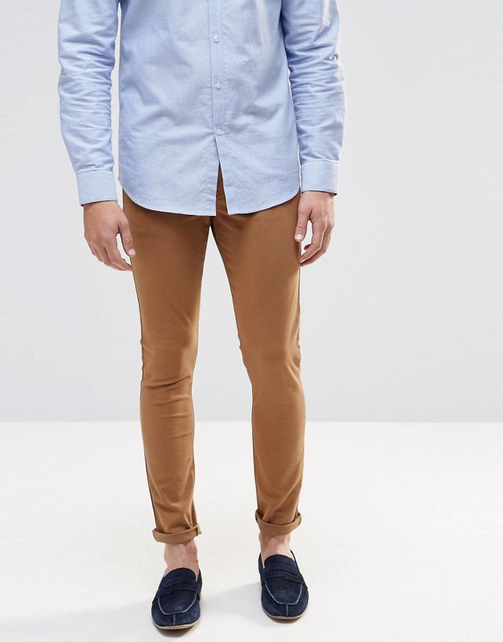 Asos Super Skinny 5 Pocket Pants In Brown - Bone Brown