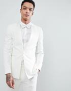 Asos Design Wedding Super Skinny Tuxedo Jacket In Cream With Tonal Lapel - Cream