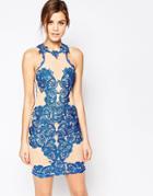 Forever Unique Giselle Lace Detail Midi Dress - Sax Blue