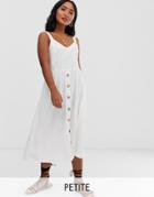 New Look Petite Button Down Midi Dress In White - Red