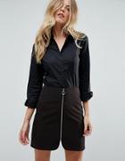 Asos Fitted Shirt In Stretch Cotton - Black