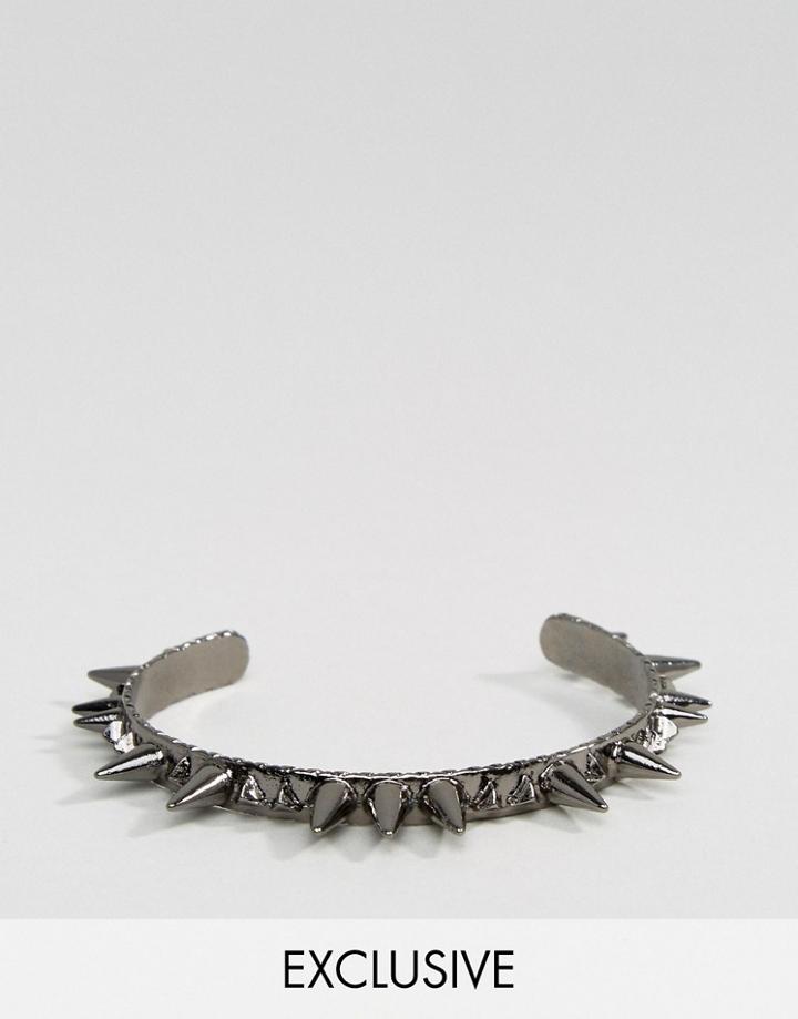 Reclaimed Vintage Inspired Bracelet With Spikes - Silver
