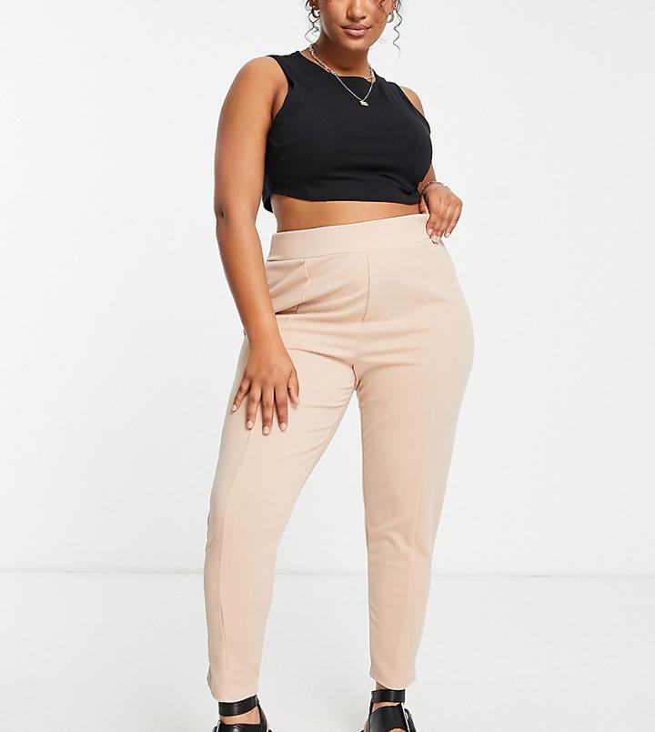 Yours Tapered Tailored Pants In Stone-neutral
