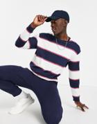 Jack & Jones Originals Oversize Long Sleeve Top In Block Stripe Navy & White