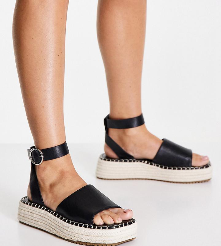 Asos Design Wide Fit Joyful Flatform Espadrilles In Black