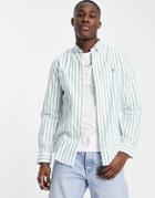 Polo Ralph Lauren Icon Logo Slim Fit Stripe Oxford Shirt In Green/white