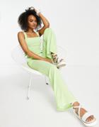 Lola May Tie Back Jumpsuit In Lime Gingham-green