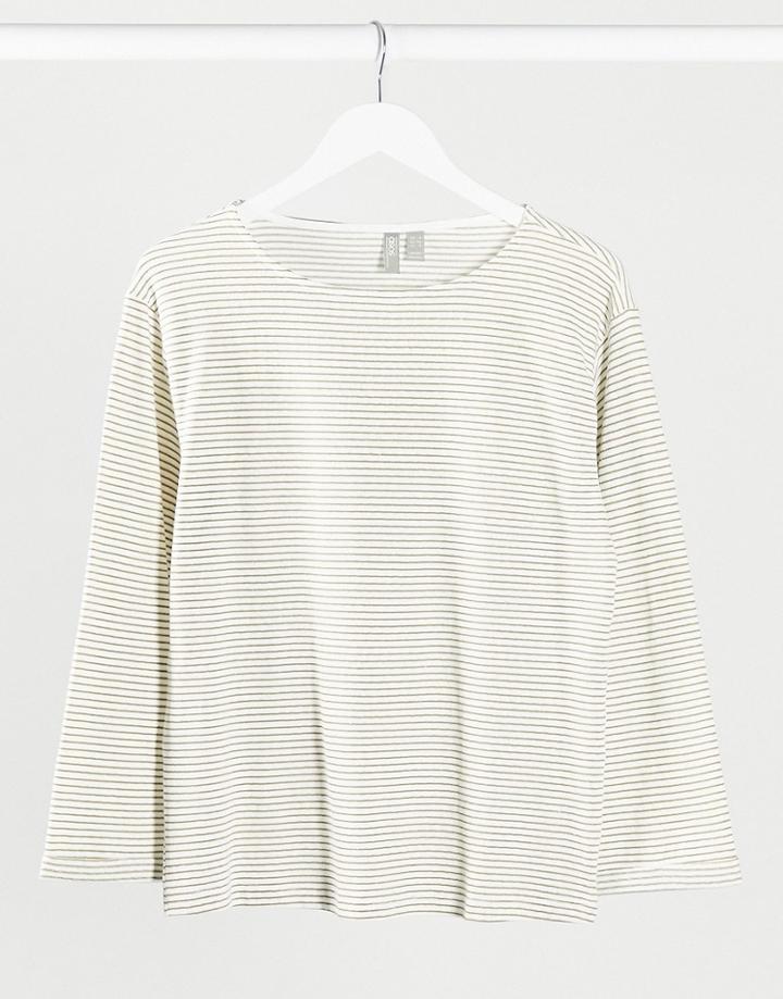 Asos Design Oversized T-shirt With Long Sleeve In Heavy Textured Stripe-multi