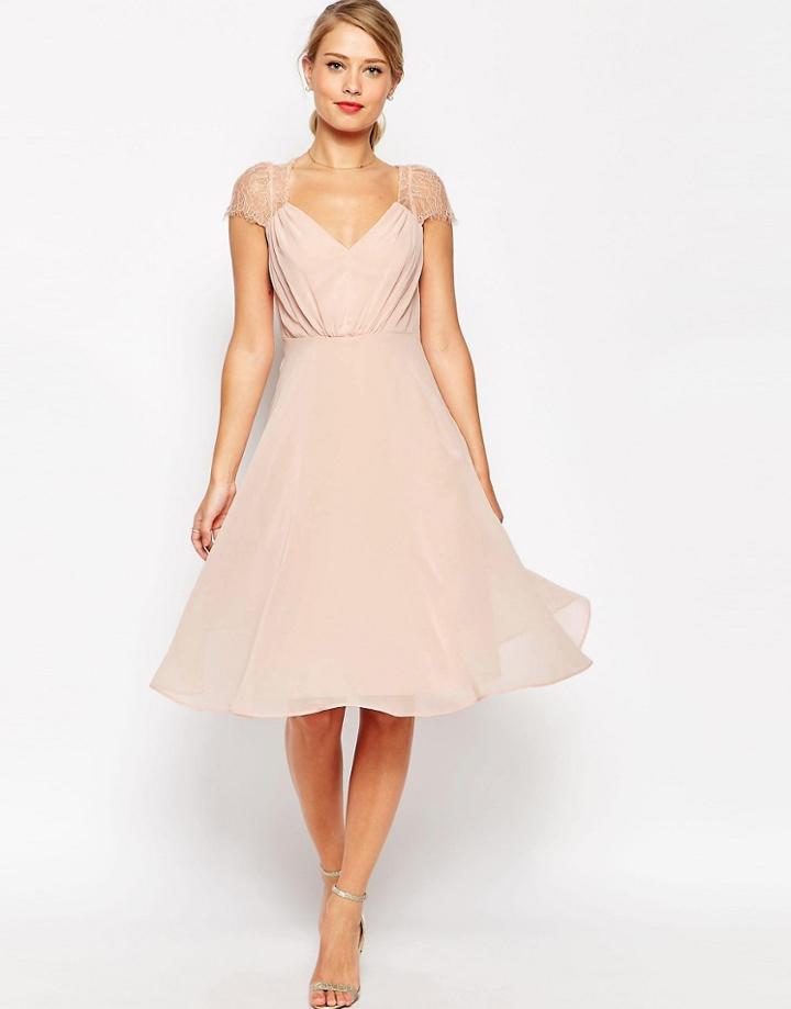 Asos Kate Lace Midi Dress - Pink
