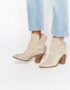 Asos Elishia Suede Slouch Ankle Boots - Beige