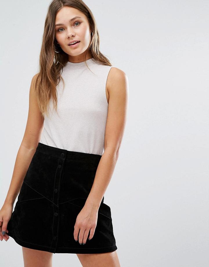 New Look Sleeveless High Neck Top - Pink