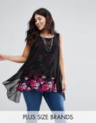 Koko Double Layer Chiffon Contrast Floral Print Blouse - Multi